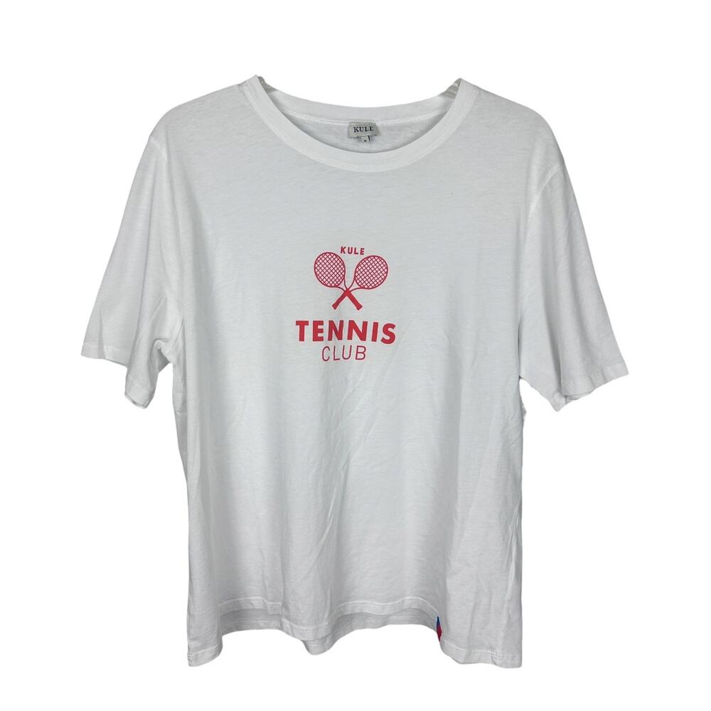Kule White Cotton Tennis Crew Neck Short Sleeve Graphic Tshirt XL